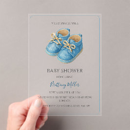 Blue Sneakers Minimalist Baby Shower  アクリル招待状