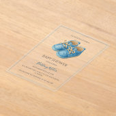 Blue Sneakers Minimalist Baby Shower  アクリル招待状 (レイダウン)