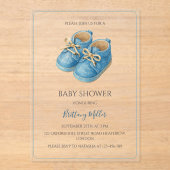 Blue Sneakers Minimalist Baby Shower  アクリル招待状 (正面)