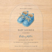 Blue Sneakers Minimalist Baby Shower  アクリル招待状 (正面)