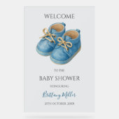 Blue Sneakers Minimalist Baby Shower Welcome Sign アクリルサイン (正面)