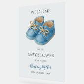 Blue Sneakers Minimalist Baby Shower Welcome Sign アクリルサイン (傾斜)