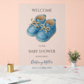 Blue Sneakers Minimalist Baby Shower Welcome Sign アクリルサイン (ウェディング)