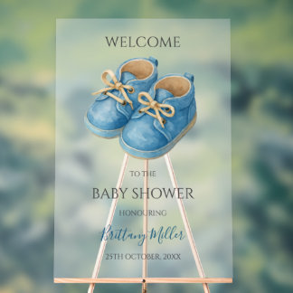 Blue Sneakers Minimalist Baby Shower Welcome Sign アクリルサイン