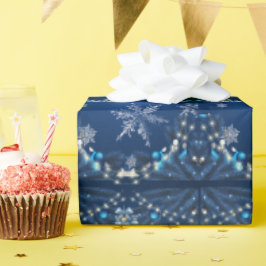 Blue Snowfall Christmas Wrap ラッピングペーパー