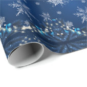 Blue Snowfall Christmas Wrap ラッピングペーパー (ロールコーナー)