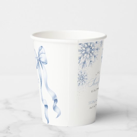 Blue Snowflake Baby Shower 紙コップ (右)