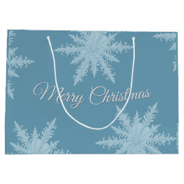 Blue Snowflake Christmas Gift Bag ラージペーパーバッグ
