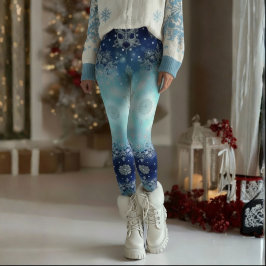 Blue Snowflake Christmas Leggings レギンス