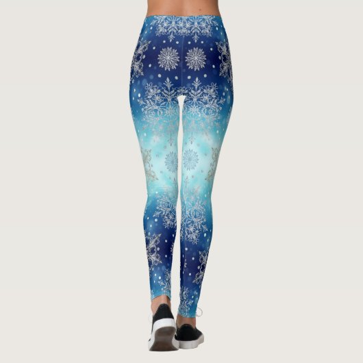Blue Snowflake Christmas Leggings レギンス (裏面)