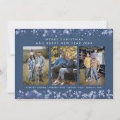 Blue Snowflake Christmas Modern Collage 3 Photos (正面)