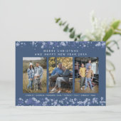 Blue Snowflake Christmas Modern Collage 3 Photos (スタンド正面)