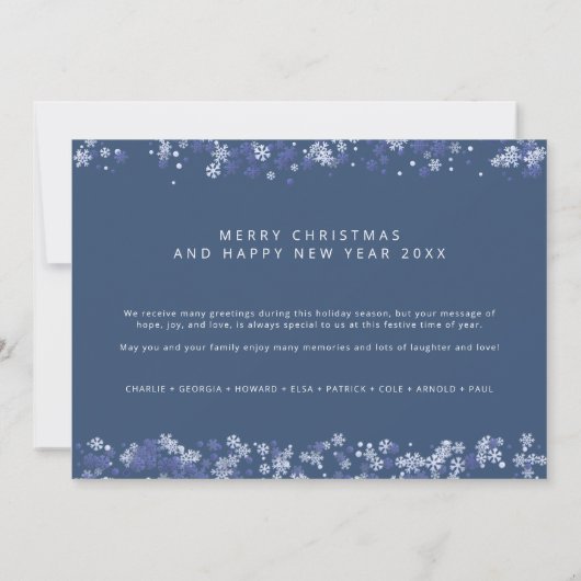 Blue Snowflake Christmas Modern Collage 3 Photos (裏面)