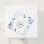 Blue Snowflake Flower Winter Baby Shower  フェイバータグ (インサイチュ)