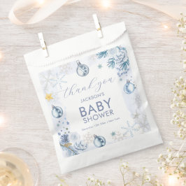 Blue Snowflake Flower Winter Baby Shower Welcome フェイバーバッグ