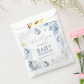 Blue Snowflake Flower Winter Baby Shower Welcome フェイバーバッグ (封をした状態)