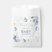 Blue Snowflake Flower Winter Baby Shower Welcome フェイバーバッグ (正面)