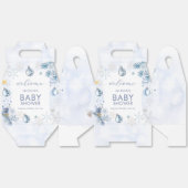 Blue Snowflake Flower Winter Baby Shower Welcome フェイバーボックス (見開き)