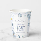 Blue Snowflake Flower Winter Baby Shower Welcome 紙コップ (裏面)