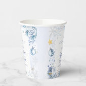 Blue Snowflake Flower Winter Baby Shower Welcome 紙コップ (左)