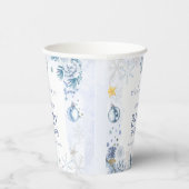 Blue Snowflake Flower Winter Baby Shower Welcome 紙コップ (右)
