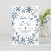 Blue Snowflake Holiday Party Invitation 招待状 (スタンド正面)
