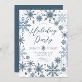Blue Snowflake Holiday Party Invitation 招待状 (正面/裏面)
