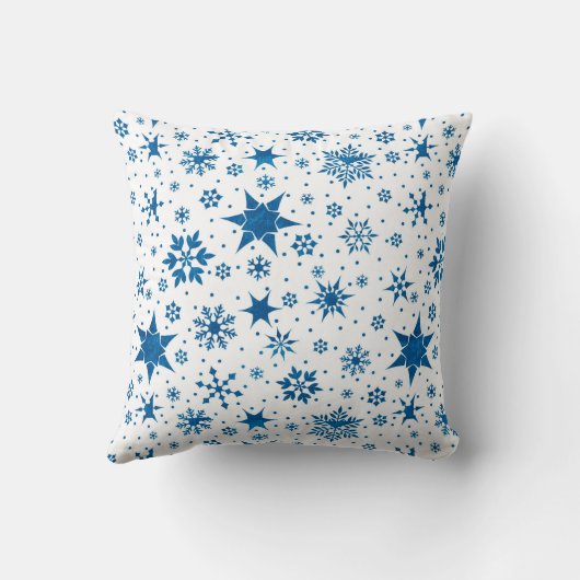 Blue Snowflake Pattern クッション (裏面)