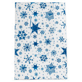 Blue Snowflake Pattern ミディアムペーパーバッグ (裏面)