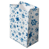 Blue Snowflake Pattern ミディアムペーパーバッグ (裏面アングル)