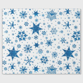 Blue Snowflake Pattern ラッピングペーパー (フラット)