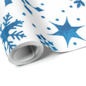 Blue Snowflake Pattern ラッピングペーパー (ロールコーナー)