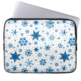 Blue Snowflake Pattern ラップトップスリーブ