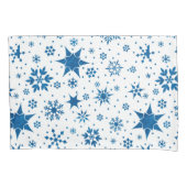 Blue Snowflake Pattern 枕カバー (正面)