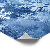 Blue Snowflake Pattern Winter Frozen ポスター (角)