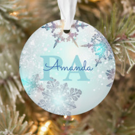 Blue Snowflake Personalized Name PA オーナメント