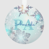 Blue Snowflake Personalized Name PA オーナメント (裏面)