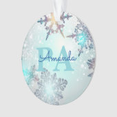 Blue Snowflake Personalized Name PA オーナメント (正面)