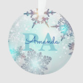 Blue Snowflake Personalized Name PA オーナメント (正面)