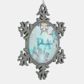 Blue Snowflake Personalized Name PA スノーフレークピューターオーナメント (左)
