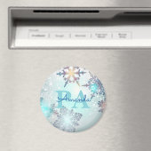 Blue Snowflake Personalized Name PA マグネット (インサイチュ (食洗機))