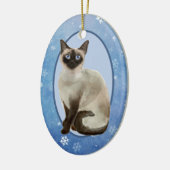 Blue Snowflake Siamese Cat Christmas セラミックオーナメント (左)
