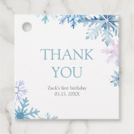 Blue Snowflake Square Favor Tags フェイバータグ