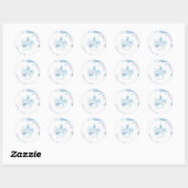Blue Snowflake Thank You Round Stickers ラウンドシール (シート)