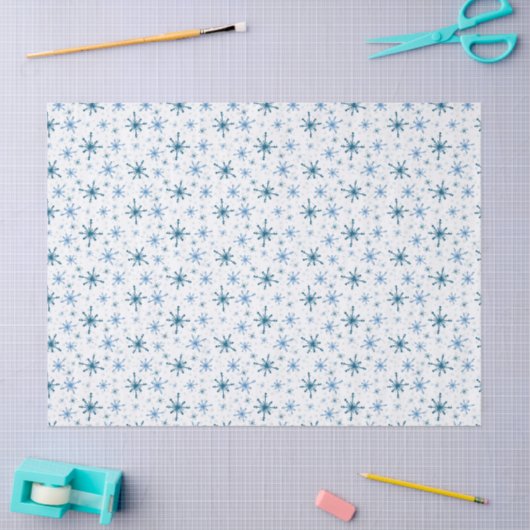 Blue Snowflake Tissue Paper 薄葉紙 (クラフト)