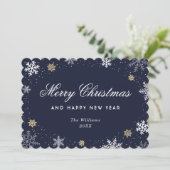 Blue Snowflake Watercolor Botanical  シーズンカード (スタンド正面)