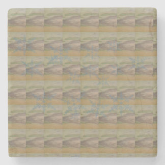 Blue snowflake waves on the Seashore ストーンコースター