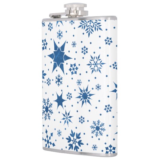 💙 Blue Snowflake Winter Gift For Him ❄️ フラスク (左)