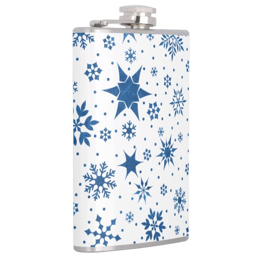💙 Blue Snowflake Winter Gift For Him ❄️ フラスク (右)