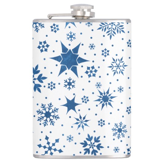 💙 Blue Snowflake Winter Gift For Him ❄️ フラスク (正面)